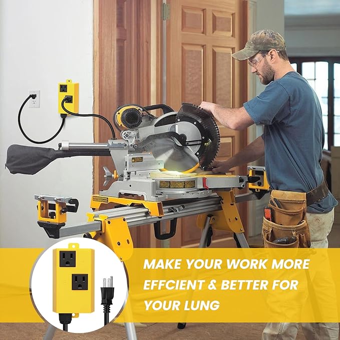 Etoolcity Automatic Vacuum Switch for Power Tools, with Smart Current Sensing & Delayed Start to Prevent Circuit Overload, Avoids Breaker Tripping, Plug & Play Dust Control Solution LF40