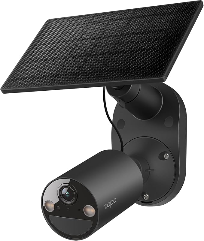 Tapo SolarCam C403 Kit, Outdoor Battery Camera w/Solar Panel, Wireless, 1080P, Free Person Detection, SD/Cloud Storage, Color Night Vision, Built-in Spotlights & Alarm, No Hub Needed, Black