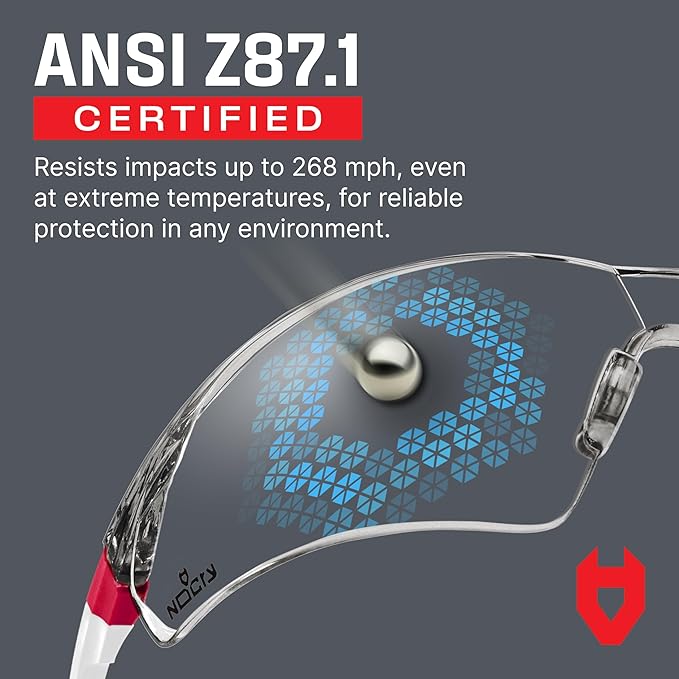 NoCry Safety Glasses with Clear Anti Fog Scratch Resistant Wrap-Around Lenses and No-Slip Grips, UV Protection. Adjustable, White & Pink Frames (10 pack)