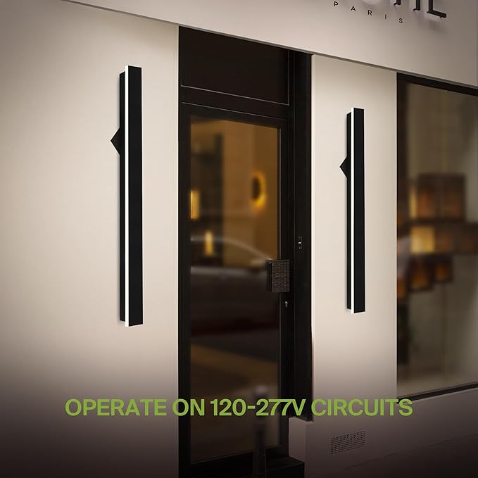 ASD LED 48" Long Wall Mount Light Fixture, Outdoor & Indoor Linear Sconce | 3CCT, Dimmable, Waterproof, Anti-Rust, ETL Listed | 36W 2200LM 3000-5000K 100-277V | Exterior Porch Lighting | Black