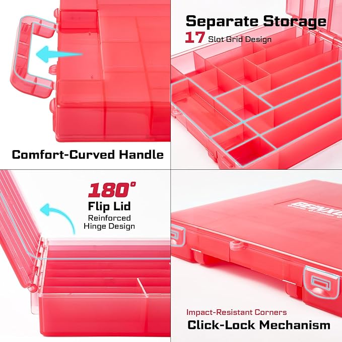 100Pieces 1”/2” Impact Screwdriver Bits Set, Magnetic S2 Steel (Phillips/Slotted/Square/Torx/Hex/Security Torx) Driver Bits Tips,Impact Bit Holder and Nut Driver with Red Storage Box Case