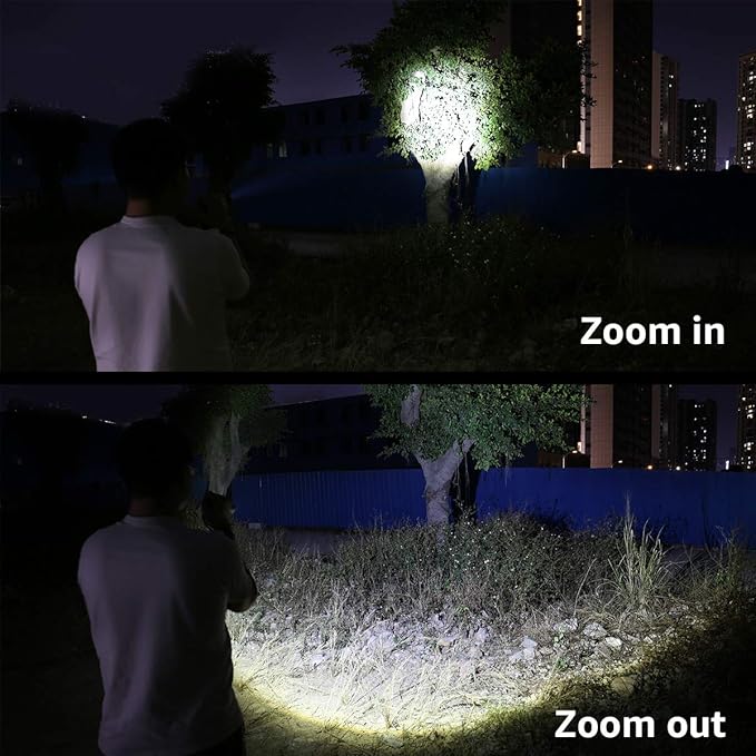 Lepro LED Rechargeable Flashlight, LP3000 High Lumens, Zoomable, Bright Flashlight, Waterproof, 5 Lighting Modes, Small Handheld Flashlight for Camping, Emergencies, USB Cable Included