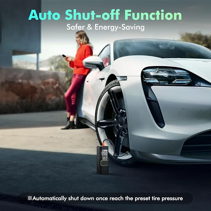 Tire Inflator Portable Air Compressor, Upgraded 2.0 Dual-Cylinder, 150PSI & 1-Min Fast Inflation, Auto Shutoff, LED Dual Displays, Cordless Pump for Cars, Trucks, Motorcycles, Bicycles, and More