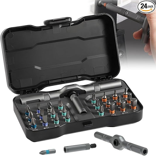 DIY Screwdriver 24 in 1, 2025 Upgrade 24 In 1 Multi Bit Magnetic Screwdriver Set Multifunctional Toolbox, 24 in 1 multifunctional household wrench screwdriver tool combination set (1)