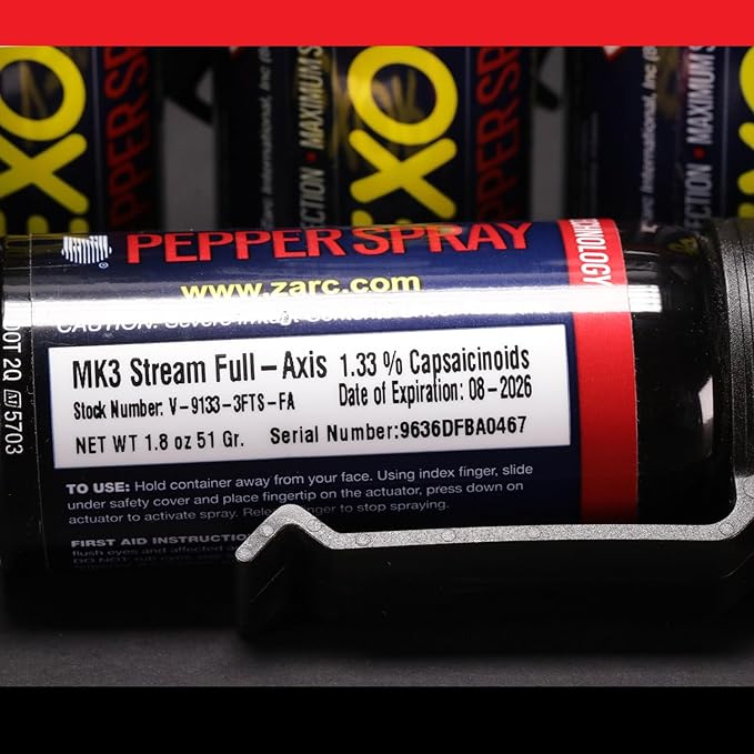 Vexor Pepper Spray Full Axis with Belt Clip for Self Defense — Maximum Police Strength, 20-Foot Range, Full Axis Capability, Flip Top Safety for Quick and Accurate Aim, Protection
