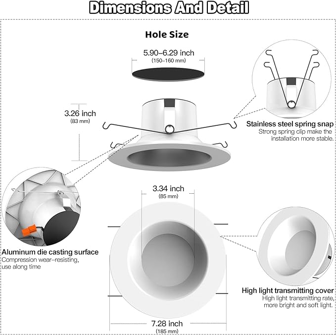 Smart Can Light 6 Inch, WiFi & Bluetooth LED Downlight 6Pack, Multicolorred, Dimmeble, 2700K-6500K CCT Selectable, RGBCW Remote LED Recessed Lighting Compatible with Alexa Google Home