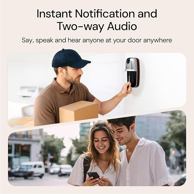 2025 Newly Video Doorbell Camera Wireless with Solar Powered and Battery, AI Motion Detection, 3280ft Wireless Long Range Signal, HDR Ultra-Clear 2.4g & 5g Video Doorbells Camera with Chime