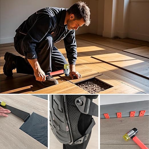 Laminate Flooring Tools Wood Flooring Installation Kit, Vinyl Flooring Tools with 40 Pieces Spacers and Mallet, Soft Pads, Heavy Duty Pull Bar, Tapping Block (44-Soft Pads Pull Bar)