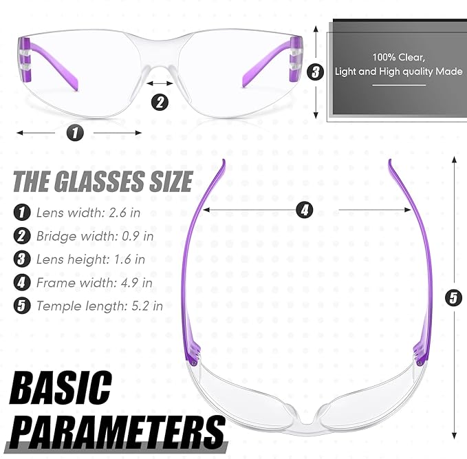 Chumia 64 Pcs Kids Safety Glasses Scratch Impact Resistant Safety Goggles Anti Fog Protection Glasses with Clear Lens