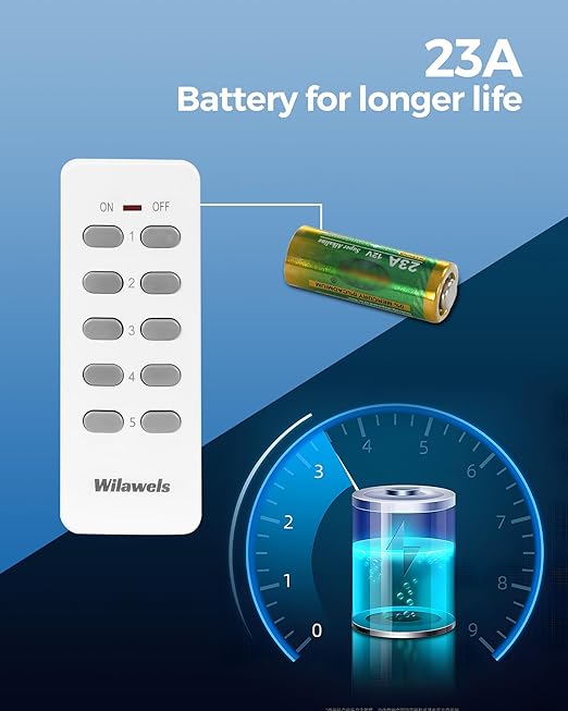 Remote Control Outlet, WILAWELS Wireless Remote Light Switch, Programmable Electrical Outlet Switch for Lamp, Light, Fan, Appliance, 100ft RF Range, FCC Listed, 2 Remotes + 5 Outlets W02RC2506