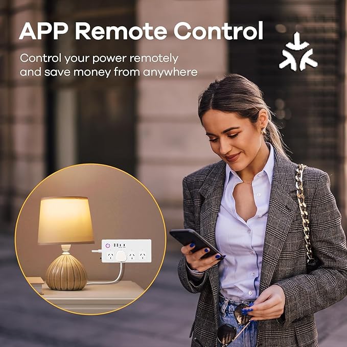 Matter Smart Power Strip,WiFi Flat Plug Strip with 4 Smart Outlets and 4 USB Ports, Voice/APP Remote Control,5 Ft Extension Cord Surge Protector,Compatible with Alexa, Apple HomeKit and Google