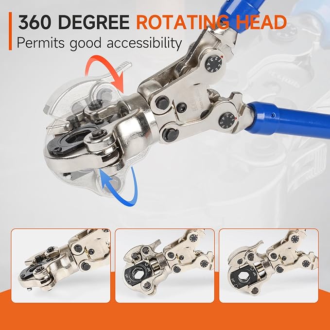 iCrimp Copper Tube fittings Crimping tool with 1/2,3/4 and 1-inch Jaw for ProPress copper fitting IWISS-1632AF