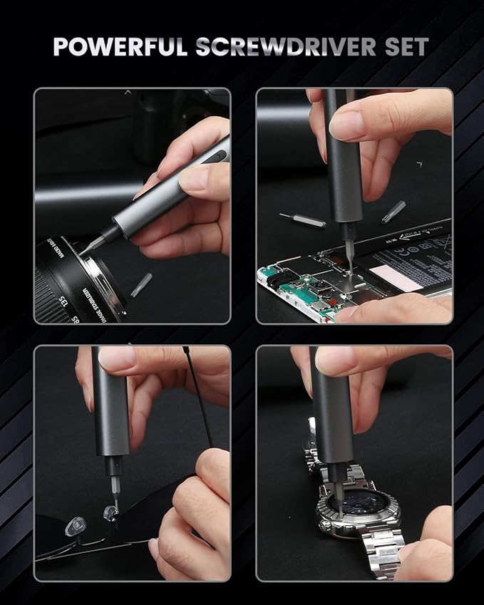 LIFEGOO Mini Electric Screwdriver Set: 66 in 1 Cordless Electric Precision Screwdriver Set - 60 Magnetic Bits, 3-Level Torque, Mini Power Screwdriver Repair Tool Kit for Phone Watch Camera Laptop PC