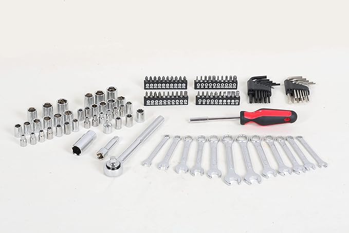 121 Piece MECHMAX Mechanic Tool Set, 1/4 & 3/8 Inch Drive SAE & Metric Socket Wrench Kit, Sockets, Combination Wrenches Auto Repair Tool Set with Storage Case and as A Gift