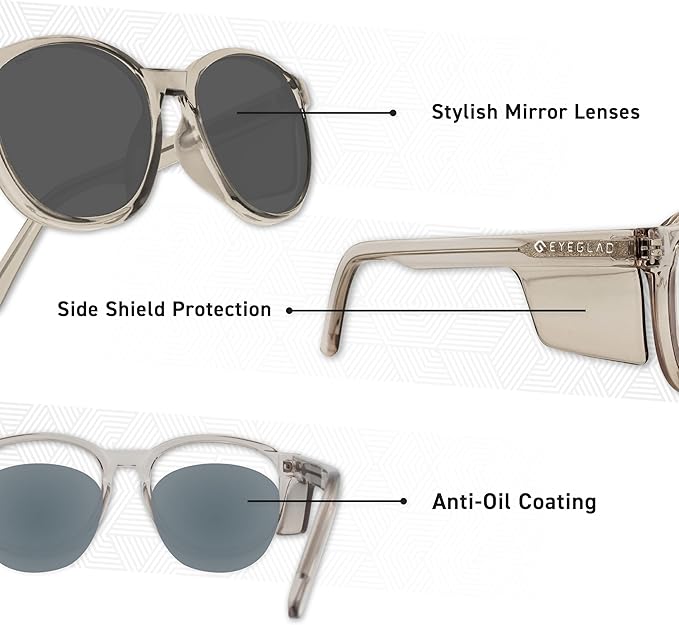 VETRA Omega Z87+ Safety Glasses UV400 Side Shield Anti-Oil Coating CP Frame Eyewear