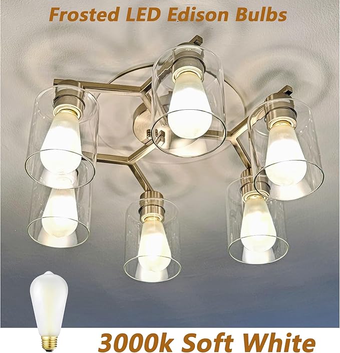 E26 Frosted LED Edison Bulbs, 4W, Equivalent 40W, Soft White 3000K,400LM,AC120V,Dimmable ST58 Frosted Vintage Bulbs with 90+ CRI, Pack of 6 (4W=40W Soft White)