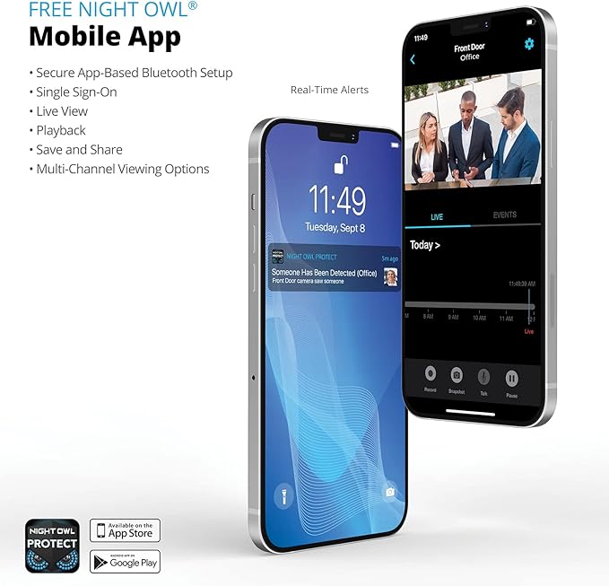 Night Owl 2-Way Audio 12 Channel DVR Video Home Security Camera System with (4) Wired 2K HD Indoor/Outdoor Deterrence Cameras and 2TB Hard Drive (Add up to 4 More Wired and 4 Wi-Fi Cameras) (4 Camera)