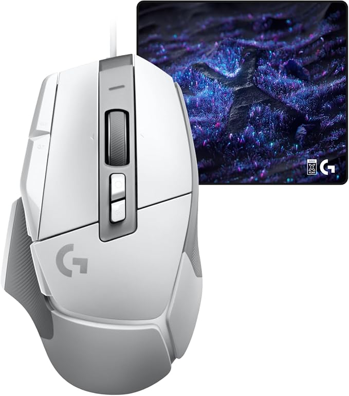 Logitech G502 X Wired Gaming Mouse + 10th Anniversary Mousepad Bundle - White