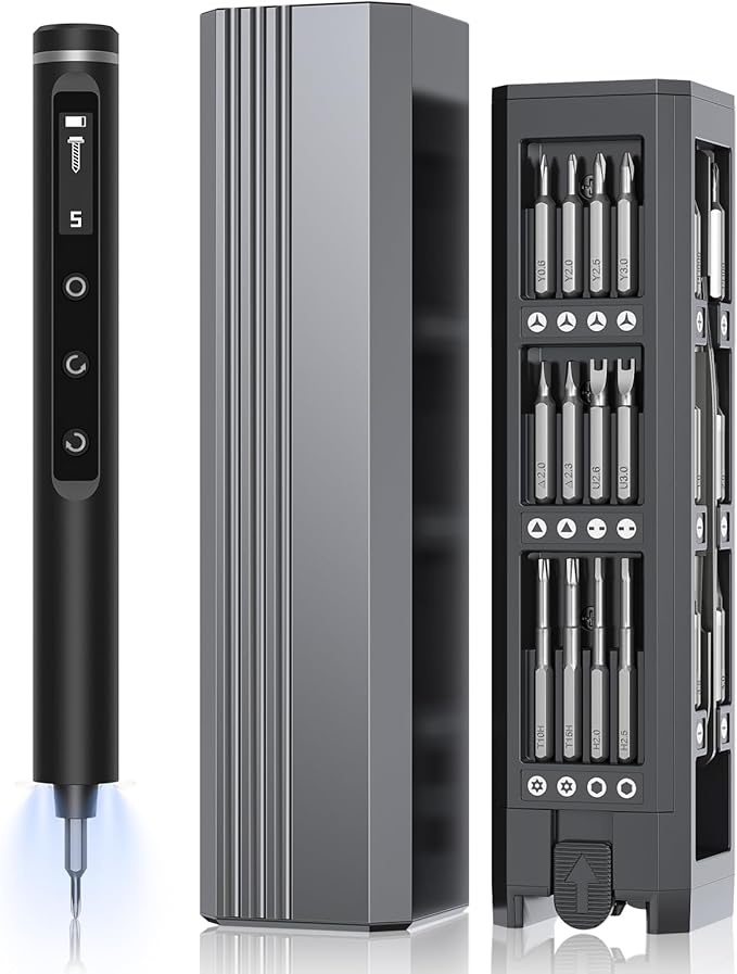 TanSon Mini Electric Screwdriver Set,3.7V Precision Screwdriver Set 50 in 1 Magnetic Drill,OLED Display,5 Torque Settings,4 LED Lights, Portable Repair Tool Kit for Computer,Phone, Watch,Camer,Glasses