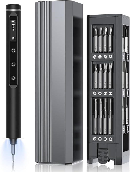 TanSon Mini Electric Screwdriver Set,3.7V Precision Screwdriver Set 50 in 1 Magnetic Drill,OLED Display,5 Torque Settings,4 LED Lights, Portable Repair Tool Kit for Computer,Phone, Watch,Camer,Glasses