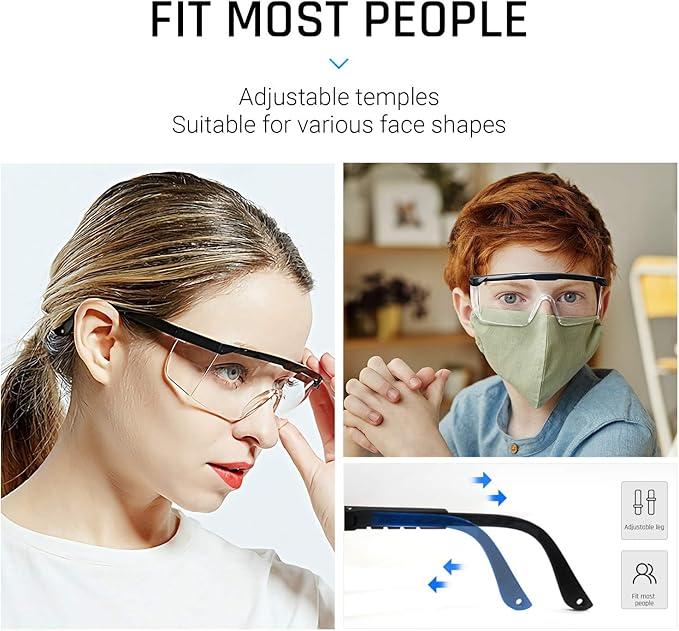 Safety Glasses Clear HD Anti-fog Goggles Eye Protective Eyewear Adjustable Frame Work Safety Glasses Over Eyeglasses