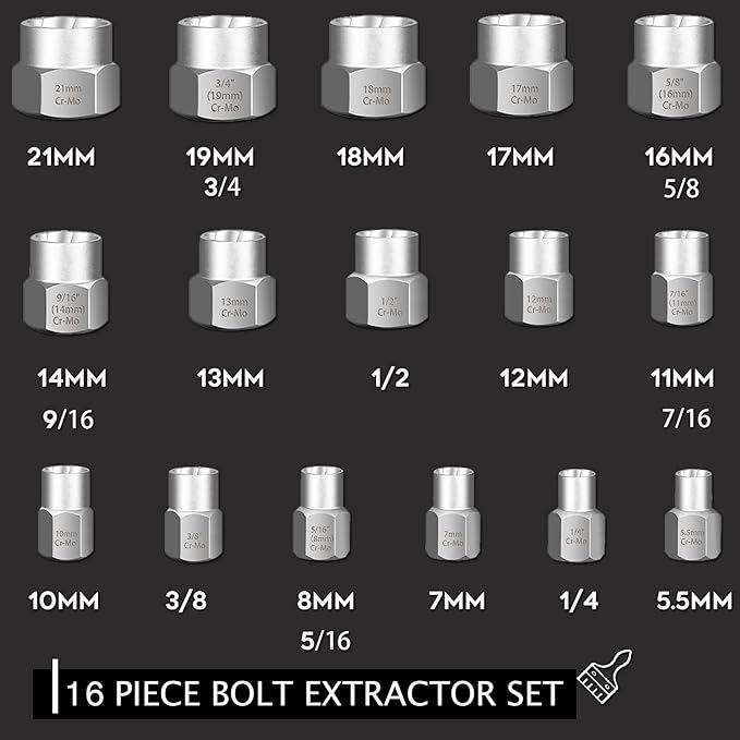REXBETI 41-Piece Impact Bolt Extractor Screw Extractor Set and Stripped Screw Remover, Case with 16-Piece Bolt Extractor, 10-Piece HSS Drill Bit, 10-Piece Spiral Screw Extractor and 4 Piece Adapter