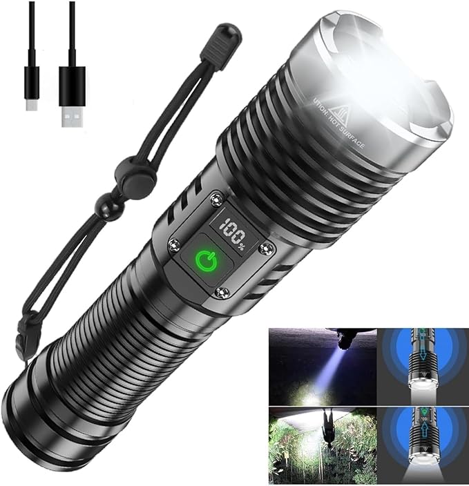 WINDFIRE Flashlights High Lumens Rechargeable, Super Bright LED Flashlight, Powerful Tactical Flashlights, Brightest Waterproof Zoomable Handheld Flash Light High Powered for Camping Emergencies