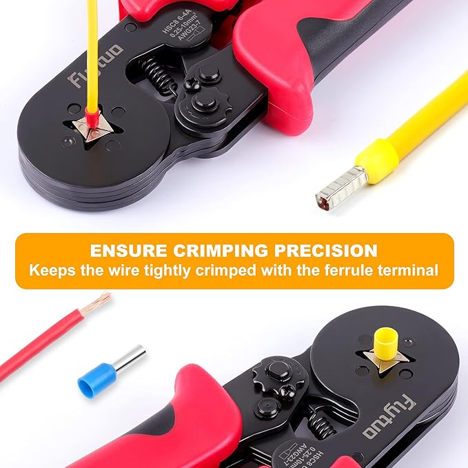 Ferrule Crimping Tool, AWG23-7 Self-adjustable Ratchet Wire Ferrule Crimper, HSC8 6-4A Premium Crimping Tool for Wire Terminals Cables End-sleeves