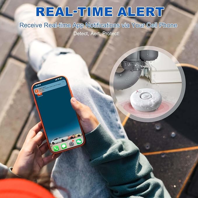 Water Leak Detectors for Home, 2Pcs WD71, 120dB Adjustable Water Leak Alarm for WiFi Gateway/Hub(Gateway Not Included), Wireless Water Sensor Alarms for Kitchen, Bathroom, Laundry and Basement