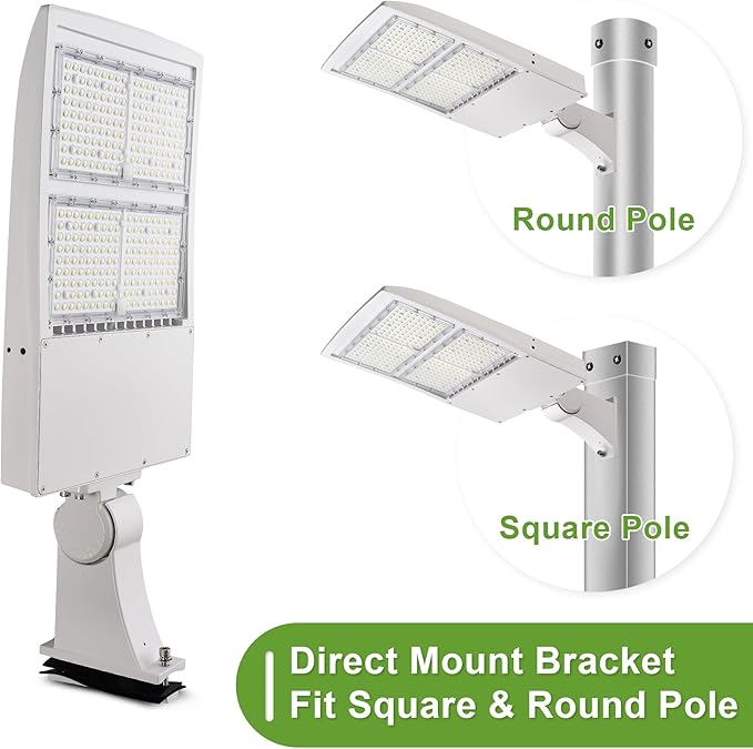 480V 300W LED Parking Lot Lights, Surge Protection Built-in, 1-10V Dimmable LED Area Shoebox Pole Light for Street, Tennis Court, Parking Lot 1000W MH/HPS Equiv. 42,000LM 5000K DLC UL Certified
