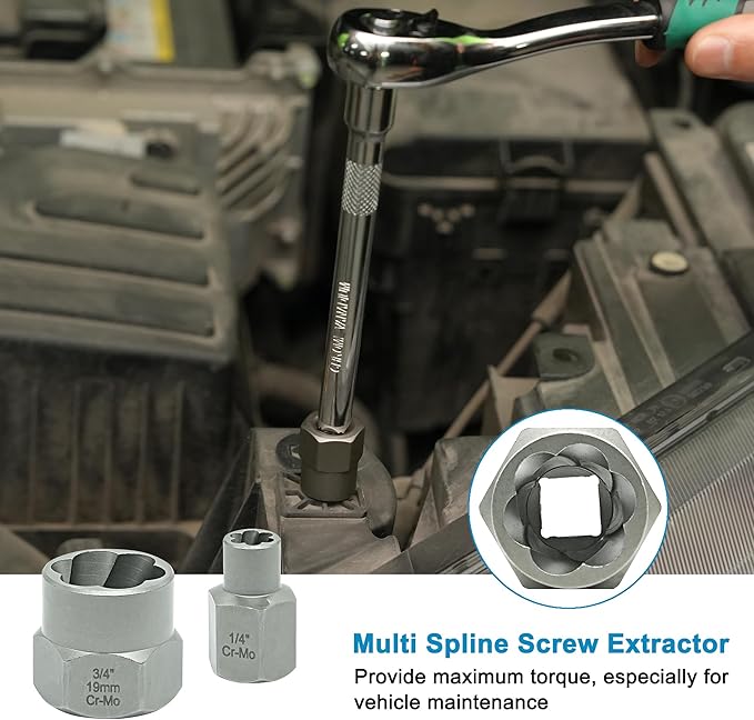 Screw Extractor Set, 26 Pieces Bolt Extractor Kit & Left Hand Drill Bit Kit, Easy Out Bolt Extractor Set with Hex Adapter for Broken, Damaged, Rusted, Rounded-Off Bolts, Nuts & Screws