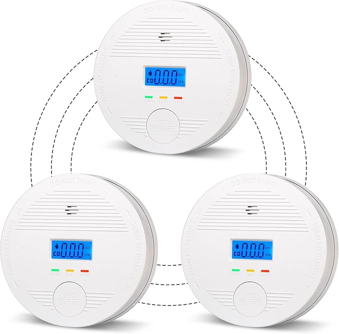 Interconnected Smoke and Carbon Monoxide Detector, 10-Year Battery Wireless Interlinked Smoke & CO Alarm with Dual Sensors, Home Fire & CO Safety Protection (3Pack)