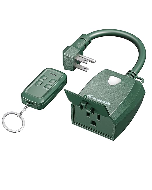 DEWENWILS Outdoor Dimmer for String Lights, Remote Dimmer Switch, Weatherproof Dimmer Plug, 100FT Range, Compatible with Dimmable LED/Tungsten Bulbs, FCC Certified