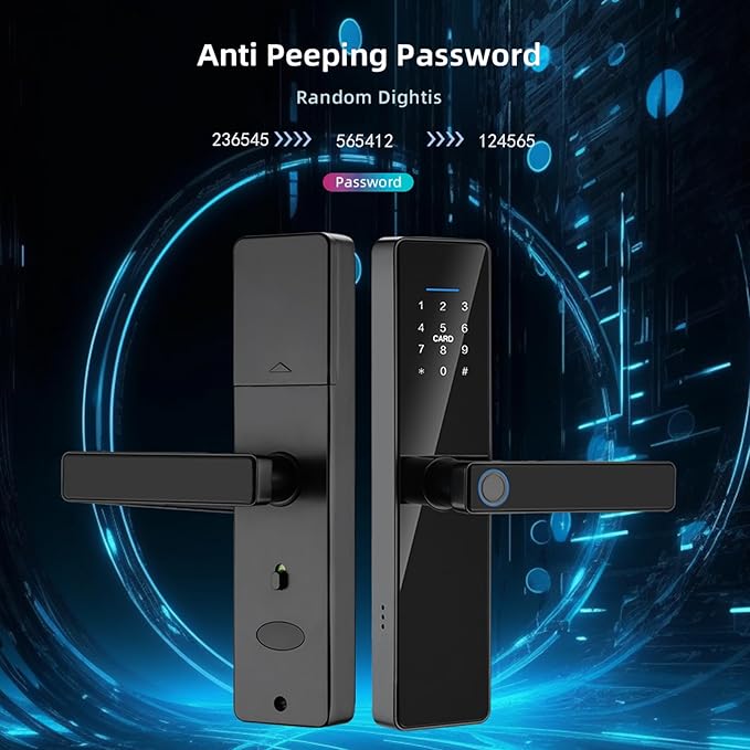 Smart Keyless Entry Door Lock with Handle,Fingerprint Lock Deadbolt,Auto Lock Deadbolt with Keypad,Biometric Door Lock, Smart Front Handle Set
