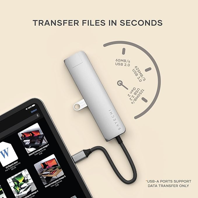 Satechi 7 in 1 USB C Hub Multiport Adapter with Ethernet, HDMI 4K@60Hz, 100W PD Charging, 2X USB-A Data Ports, Micro/SD Card Readers for MacBook Pro/Air M4–M1, iPad, iPhone, Windows - Space Gray