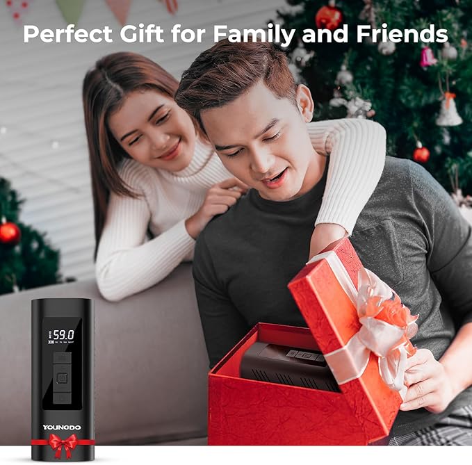 YOUNGDO Tire Inflator Portable Air Compressor, 150 PSI & 6000mAh, Tire Inflator with Pressure Gauge, Quick Inflation for Car,Motorcycle,Bike,Balls, Rechargeable Via USB-C as Torch and Power Bank