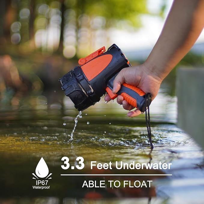 GOODSMANN Rechargeable Spotlight Waterproof Flashlight up to 4500 Lumen Handheld Searchlight Hunting Light with EVA Carrying Case USB Adapter Car Charger 9924-H101-02