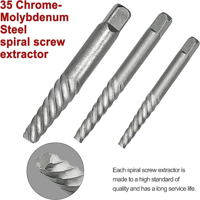 14Pcs Screw Extractor Set, Left Hand Drill Bit and Bolt Extractor Kit Easy to Remove Stripped Broken Damaged Screw Bolt and Nut Out, Reverse Drill Bit Extractor Set