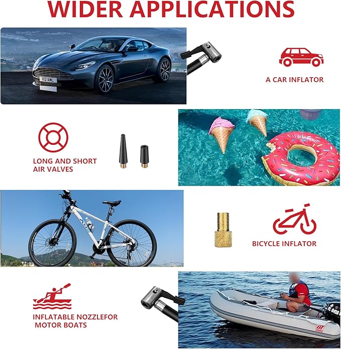 Tire Inflator 20V Cordless Mini Air Compressor DC 12V Portable Handheld Car Air Pump 150PSI with Rechargeable Battery, Auto Shut Off, LED, Digital Pressure Gauge for Cars Bikes (Red)