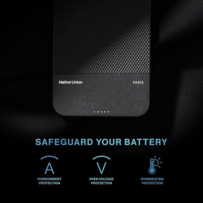 Native Union (Re)Classic Power Bank | Magnetic - MagSafe Compatible 10000mAh 15W Portable Charger - USB-C Cable Included - Qi2 certified - Compatible with iPhone 16, 16 Plus,16 Pro,16 Pro Max, AirPods