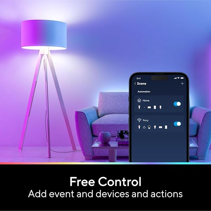 Smart Light Bulbs, 1100 Lumen, 90+CRI WiFi Mesh & Bluetooth Color Changing A19 Light Bulb, 16 Million DIY Colors RGB Light Bulbs, Compatible with Alexa, Google Assistant Home App, 2 Pack