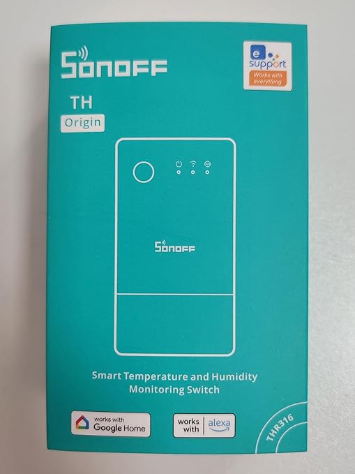 SONOFF THR316 Origin Smart Temperature and Humidity Monitoring Switch,Compatible with Alexa & Google Home, RJ9 4P4C Interface