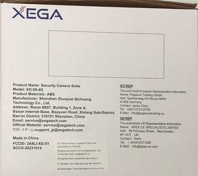 Xega 4G Cellular Security Camera【Dual Lens】 Outdoor with SIM Card, 14400mAh 2K HD Wireless Solar 4G LTE Camera, PTZ Motion Dtetection Spotlight Siren TF Cloud Storage,Only Support The Built-in SIM