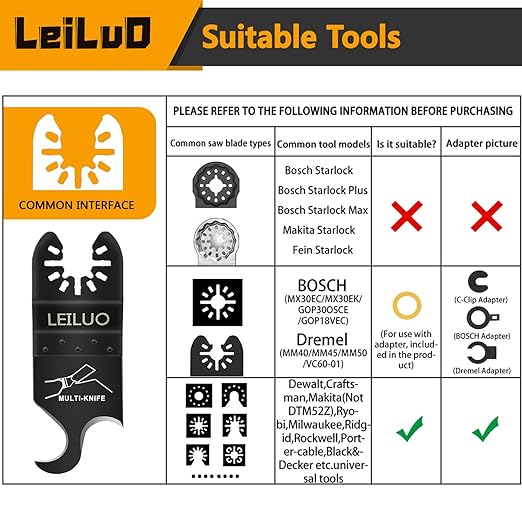 LEILUO 4 Pcs Oscillating Multi Tool Hook Knife Blades for Cutting Carpet Roofing Shingles Cardboard Soft Materials Includes Storage Bag Compatible with DeWalt Makita Ryobi Milwaukee and More