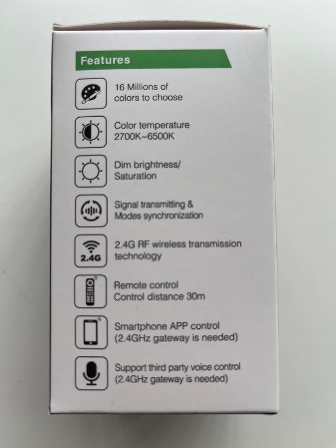 LGIDTECH FUT014 6W WiFi LED 2.4GHz Light Bulb A19 RGB+CCT Color Changing CCT Color Temperature Adjustable,AC100-240V,Memory Function,Smartphone APP Control via Gateway(Excluded)