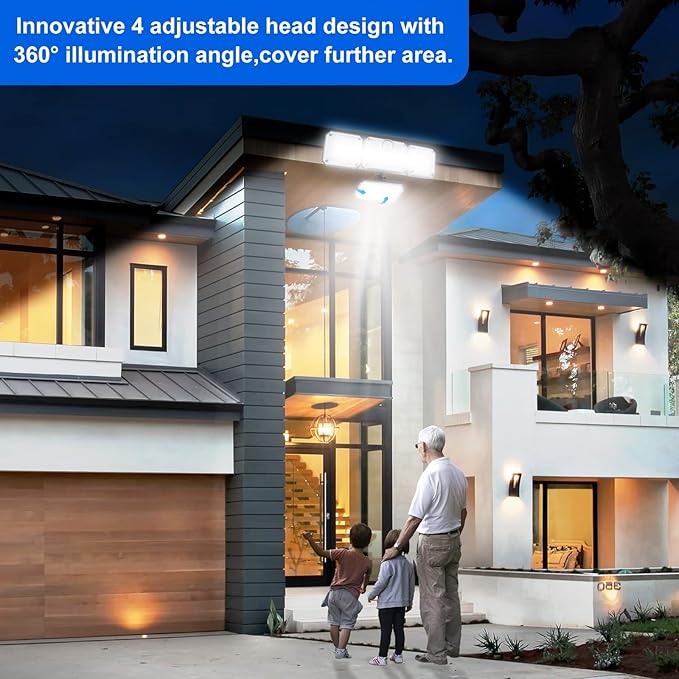 T-SUN Solar Motion Sensor Outdoor Lights, 333LED Solar Security Flood Lights with Remote Control, IP65 Waterproof 3 Lighting Modes Adjustable Wall Lights for Garden, Patio, Yard, Garage(2 Pack)