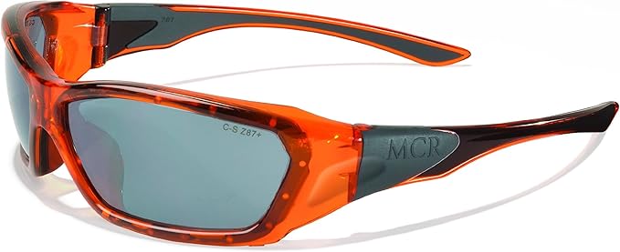 Crews ForceFlex FF137 Safety Glasses Ballisitic Silver Mirror Lens and Translucent Orange Frame Frame, 1 Pair