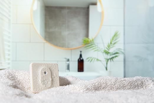 Shelly Blu H&T Ivory | Bluetooth Smart Temperature & Humidity Sensor with Remote App Control & Monitoring | Splash and dust-Proof | Smart Scenes | Notification Alerts | Free Data Storage Export