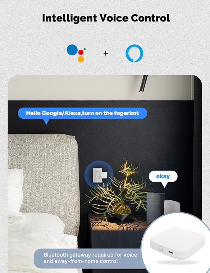 MOES Rock Switch Fingerbot 3nd Generation, Timer Control Work with Smart Life App, Add MOES Tuya Bluetooth Hub Make it Compatible with Alexa and Google Home(Need BLE Hub