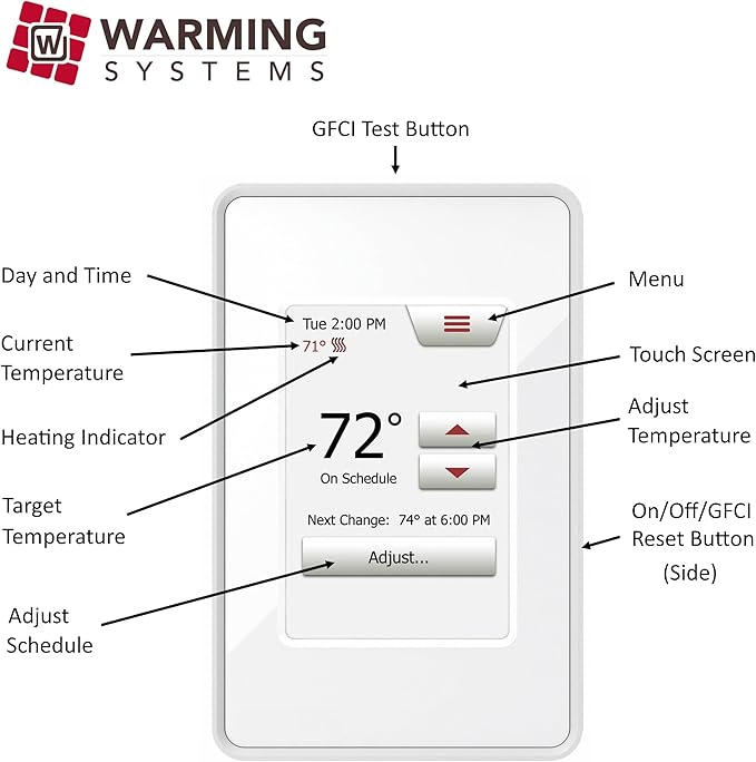 110 Sqft Warming Systems 120 V Electric Tile Radiant Floor Heating Cable with Touch Screen Programmable Thermostat
